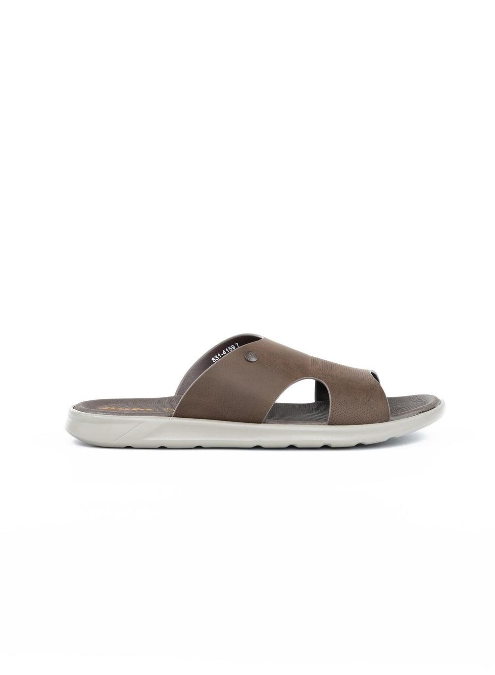 831 4159 Elegant Brown Cut-Out Slide Sandals for Men - Image 1