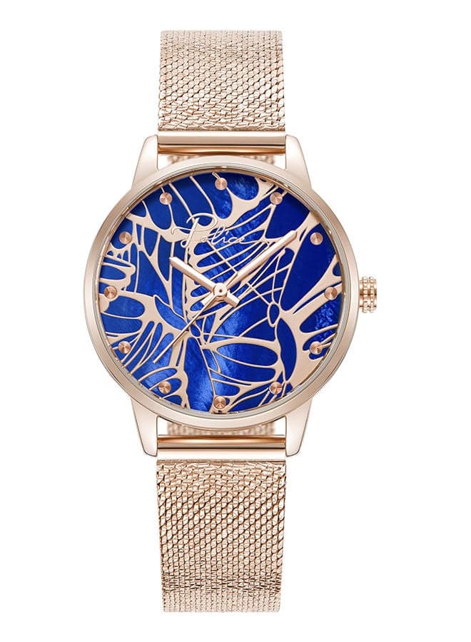 POLICE Camii Rose Gold & Blue Pearl Dial Women's Watch - Image 1
