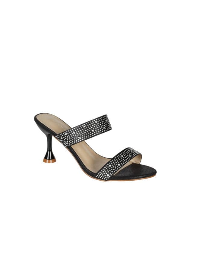 Zayna 221-72 Elegant Black Mid Heel Sandals for Women - Image 1