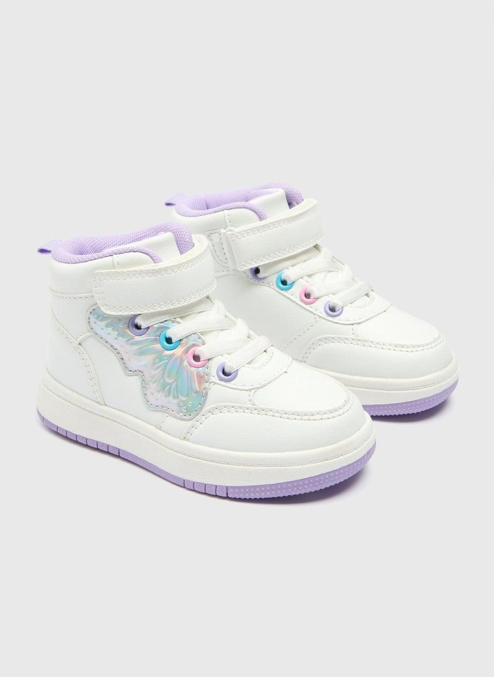 Lilac Whisper Butterfly High Top Sneakers for Girls - Image 1