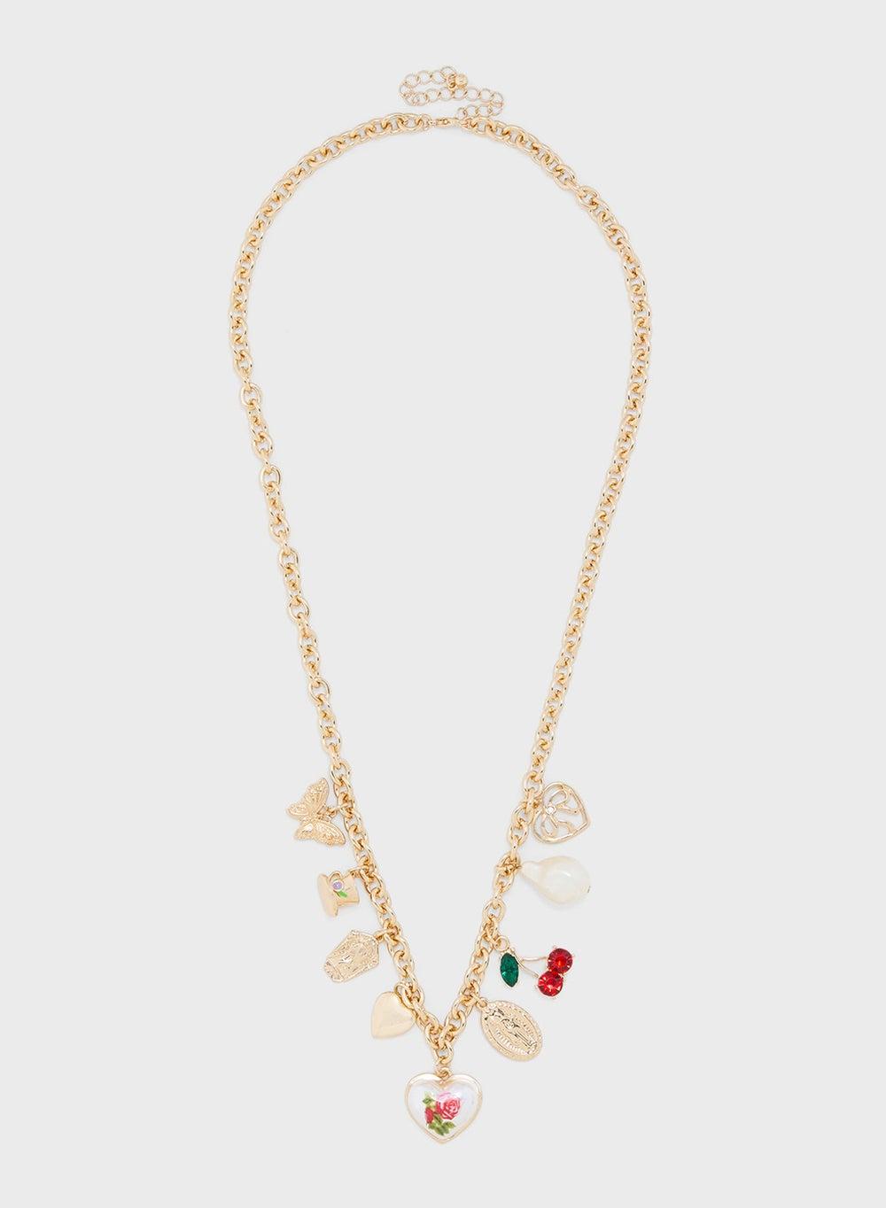 Ginger Multi-Charm Heart & Butterfly Necklace - Feminine Elegance - Image 1