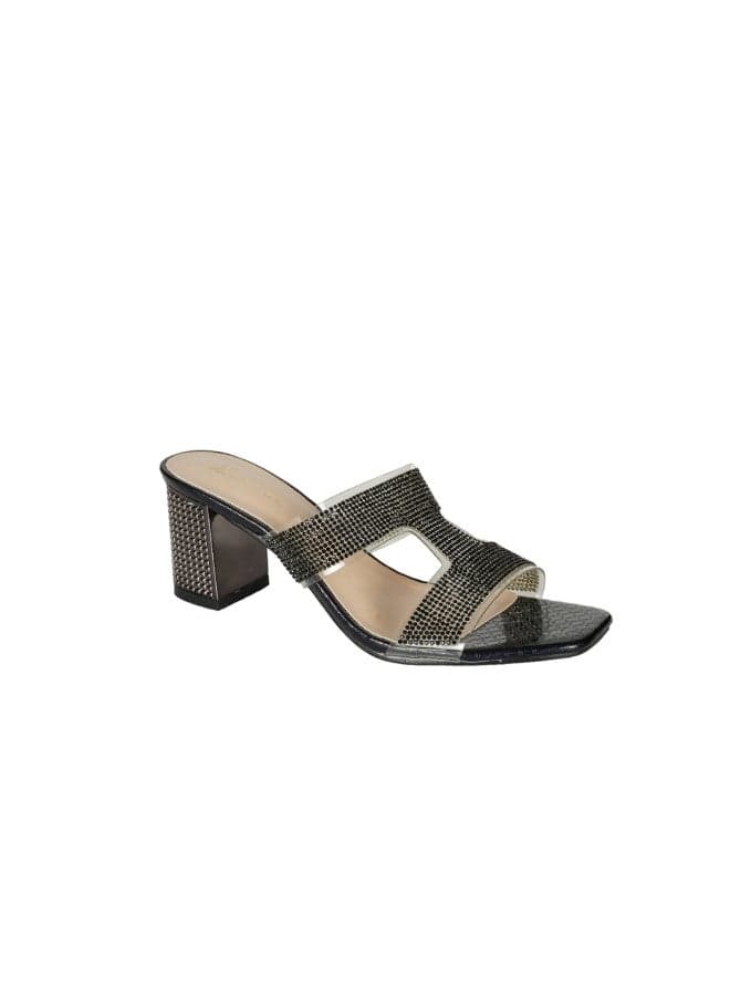 Zayna 221-75 Black High Block Heel Sandals for Ladies - Image 1
