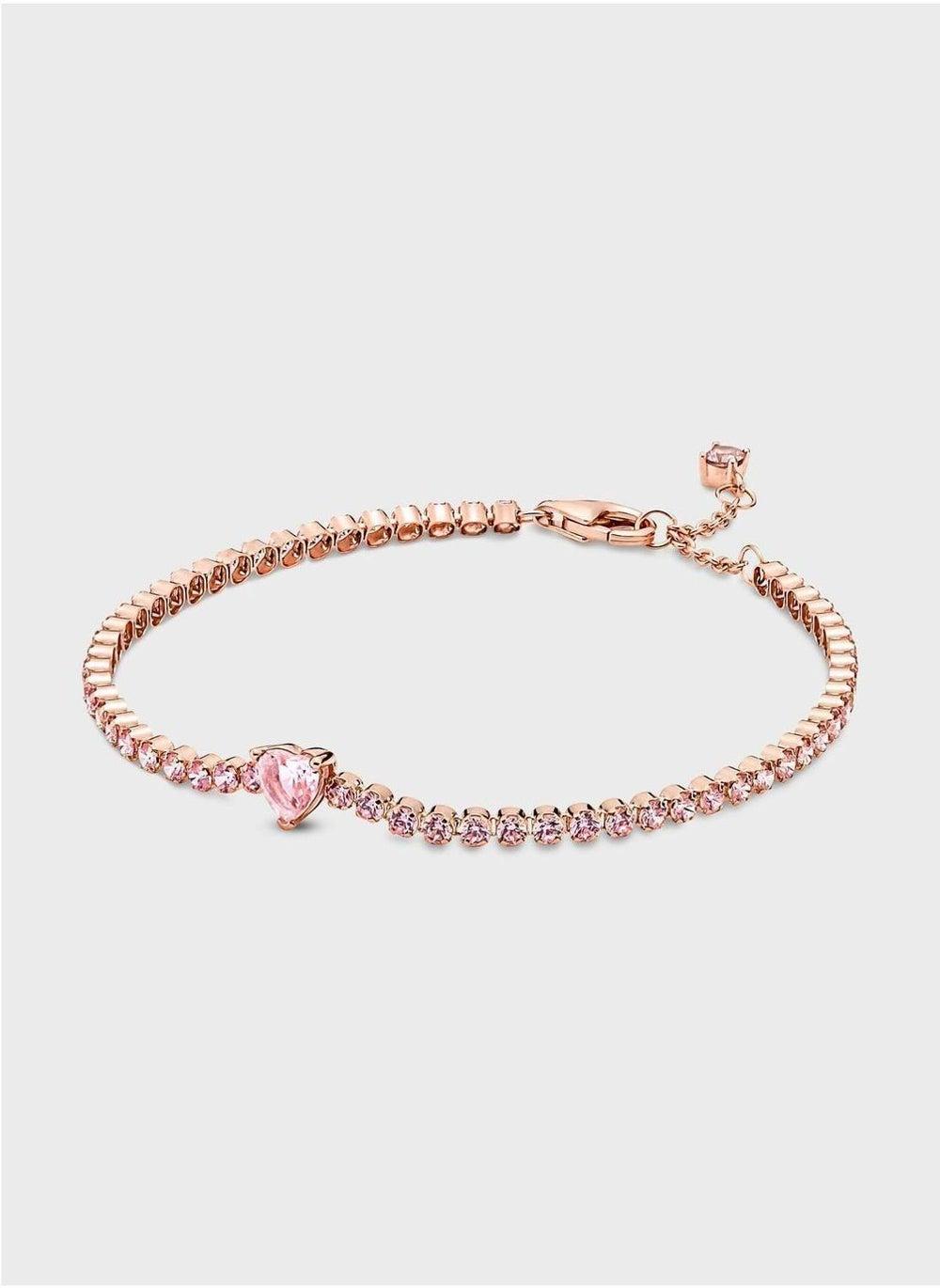 PANDORA Sparkling Heart Elegant Rose Gold Tennis Bracelet - Image 1