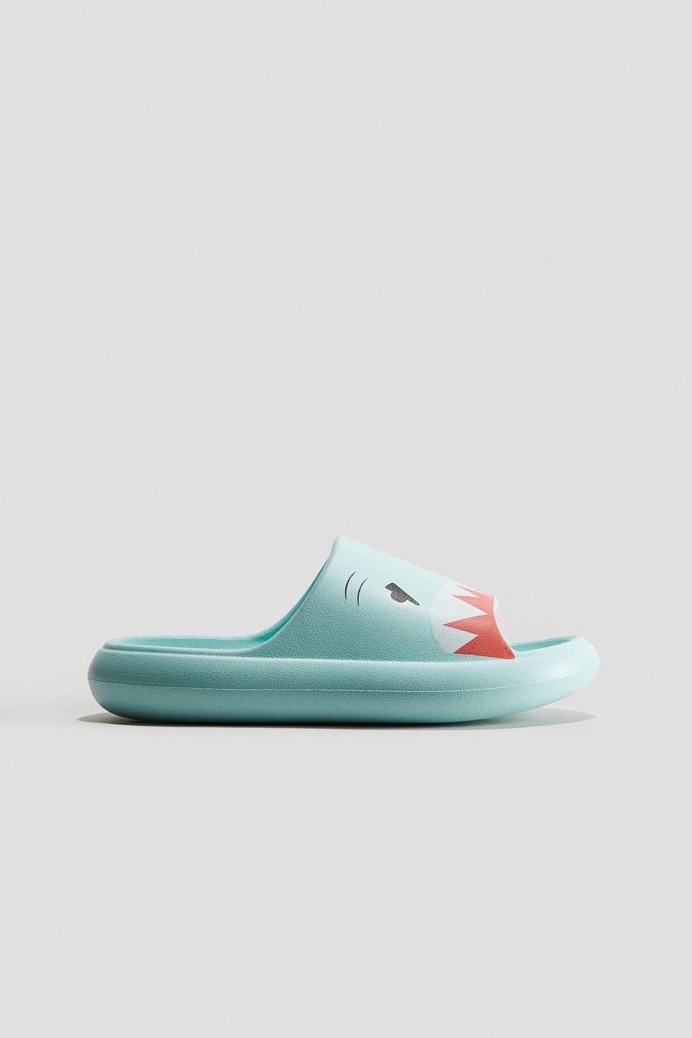 Elegant Green Light Printed Chunky Pool Slides - Image 1