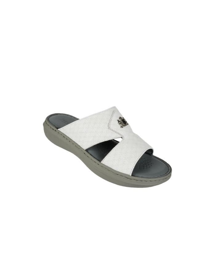 Barjeel Uno 008-3467 Elegant White Men's Arabian Sandals - Image 1