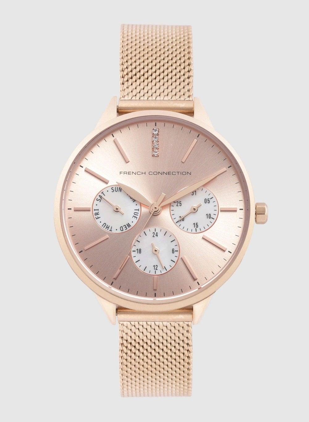Elegant French Connection 36mm Women's Rose Gold Watch - Image 1