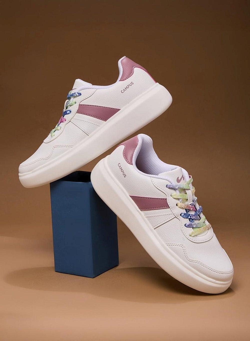 Chic Women's White Low Top Sneakers 22L 1027 Wht/Mauve Od - Image 1