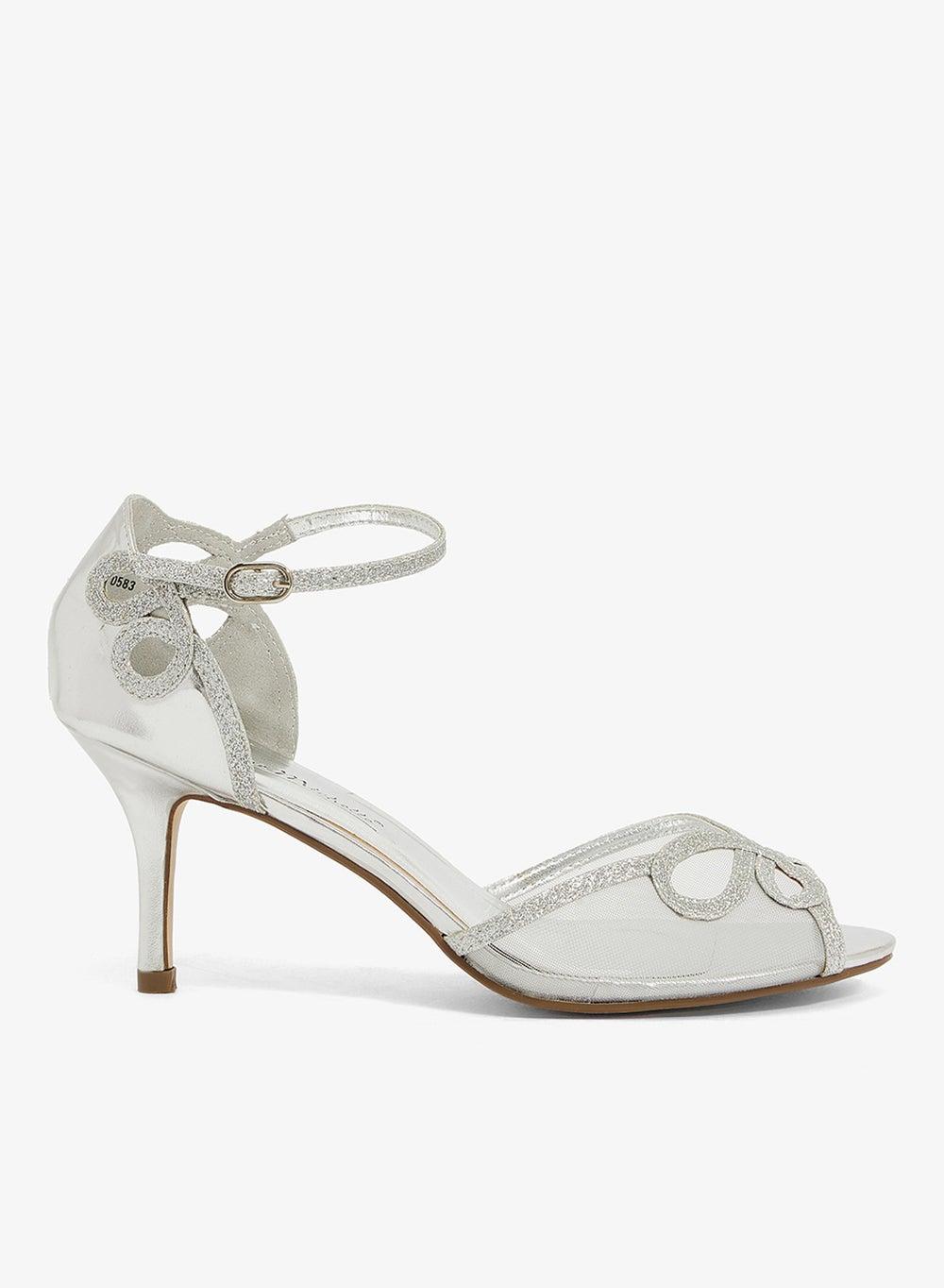 Elegant Silver Mid Heel Sandal F10583Rm1 for Evening Elegance - Image 1