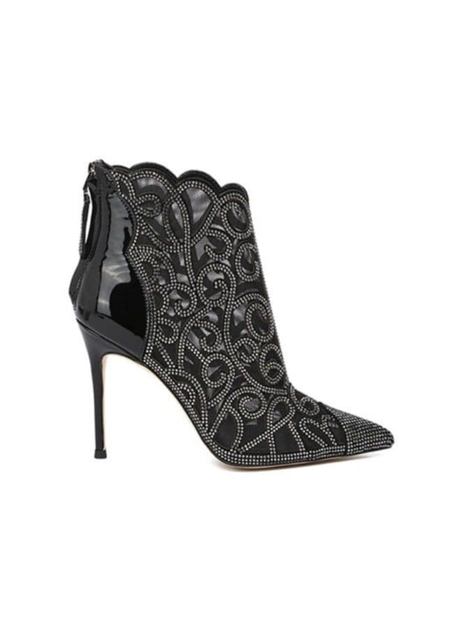 Haldor Elegant Mesh Ankle Boots with Flared Heel - Image 1