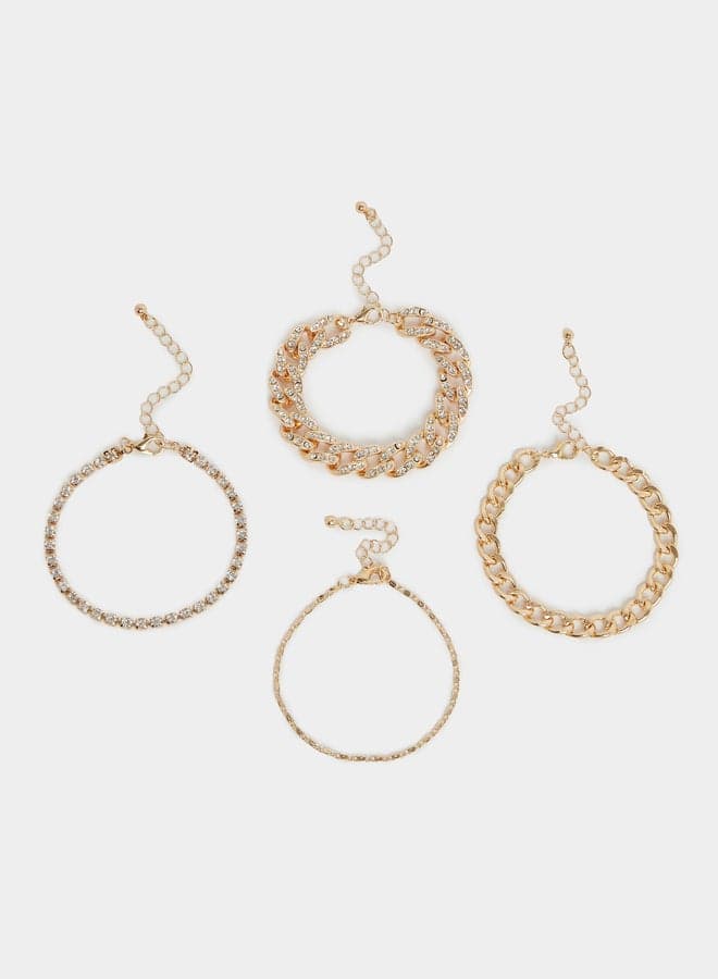 Styli Embellished Link Chain Bracelet Quartet for Women - Image 1