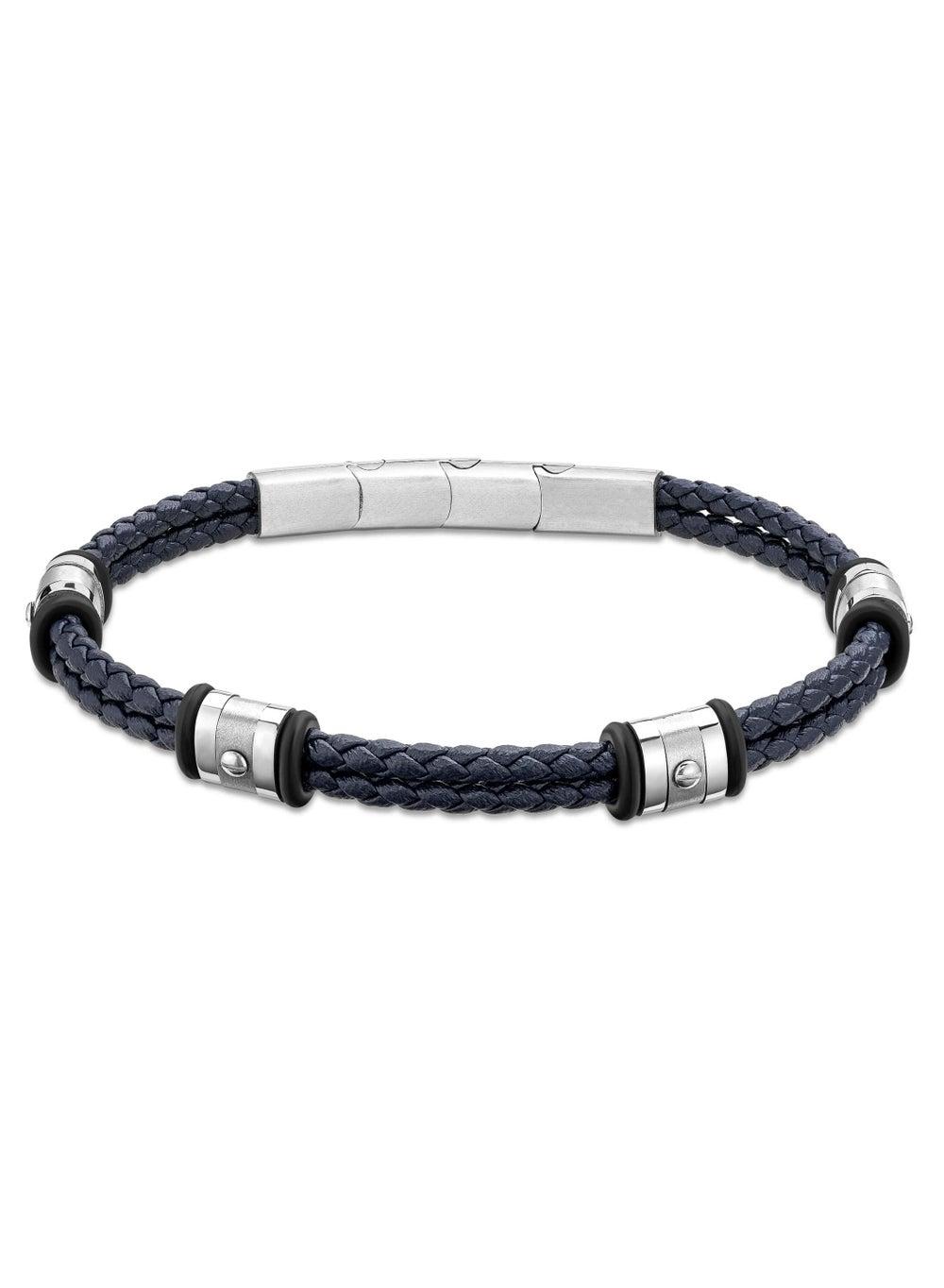 Ducati Corse Contesa Blue Leather Gents Bracelet 210mm - Image 1