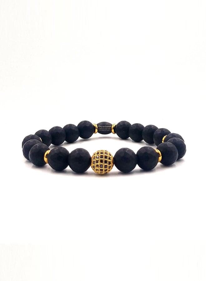 CHRYSOSTOMOS Black Onyx & Golden Hematite Men's Bracelet - Image 1