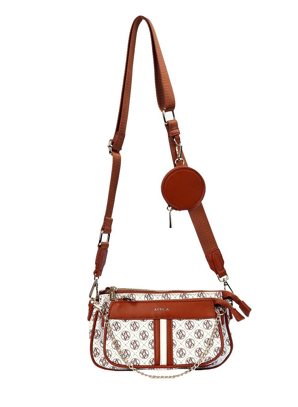 AMICA Giovanna Mini Crossbody Bag - Elegance in White Brown - Image 1