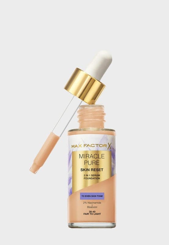 Max Factor Miracle Pure 2in1 Reset Serum Foundation 30-40, 30ml - Image 1