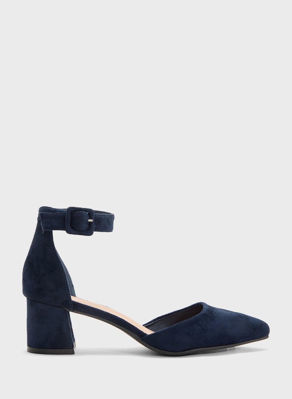 Elegant Navy Low Heel Pump F90125Cf1 with Ankle Strap - Image 1