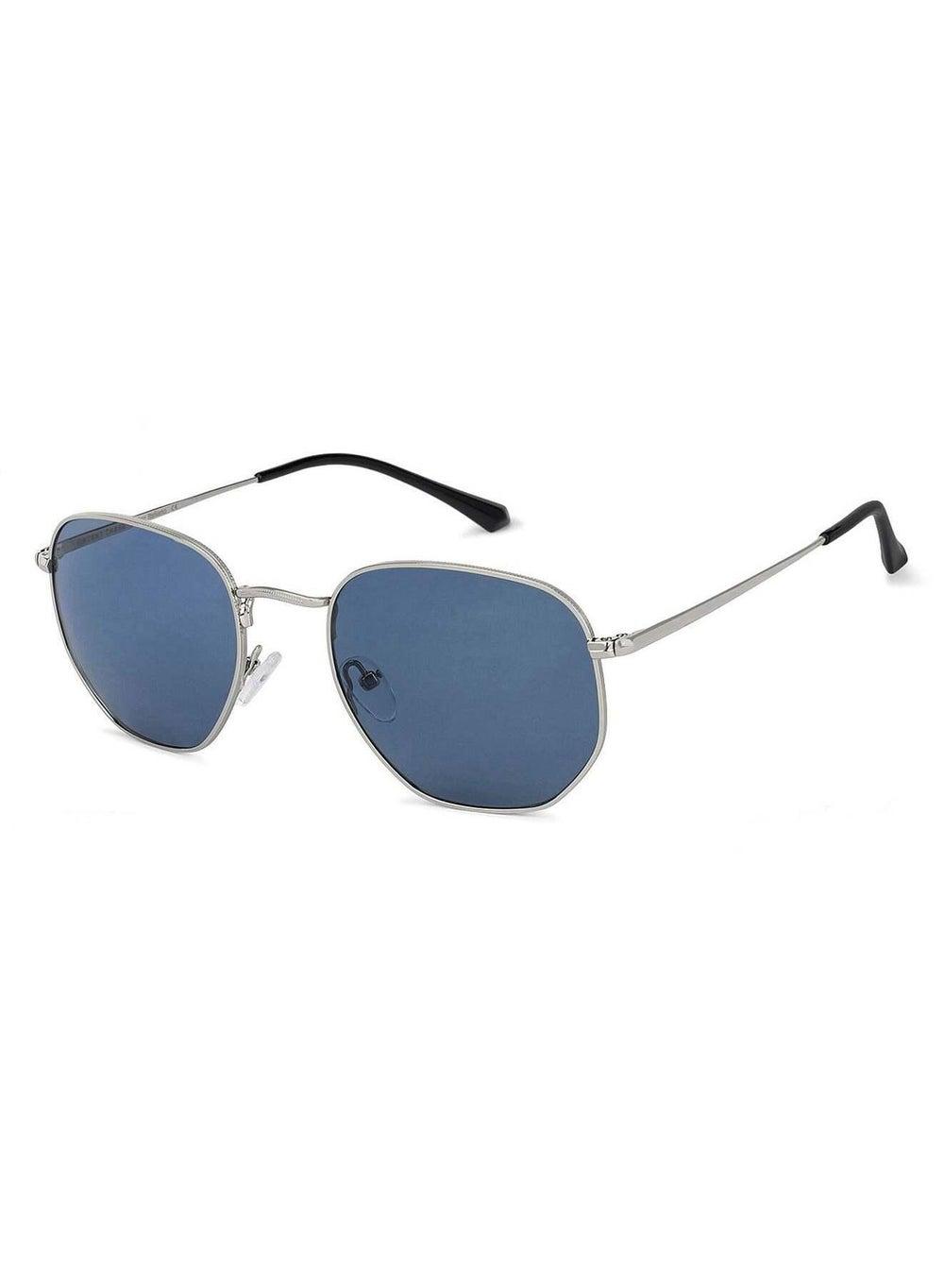 VINCENT CHASE Hexagonal Silver & Blue Sunglasses - Unisex Medium - Image 1