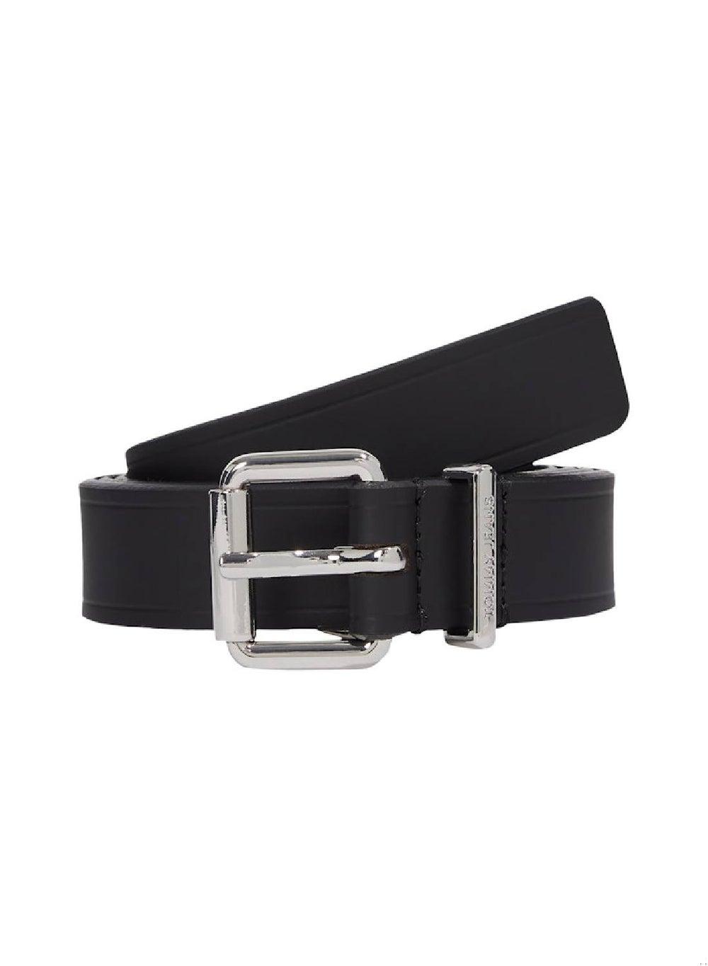 TOMMY JEANS Women's Black Leather Belt with Debossed Logo - Image 1