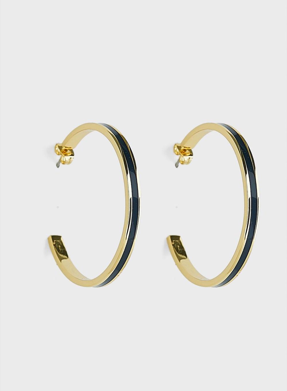 ONLY Enamel Gold-Dipped Thin Hoop Earrings - Image 1