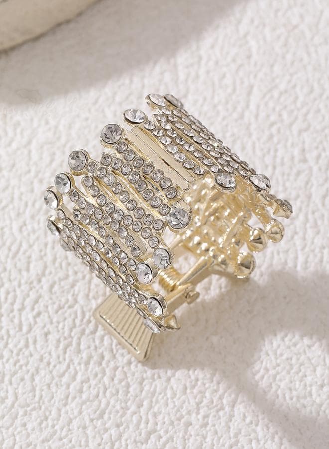 Take Two Rhinestone Gold Claw Clip for Elegant Styling - Image 1