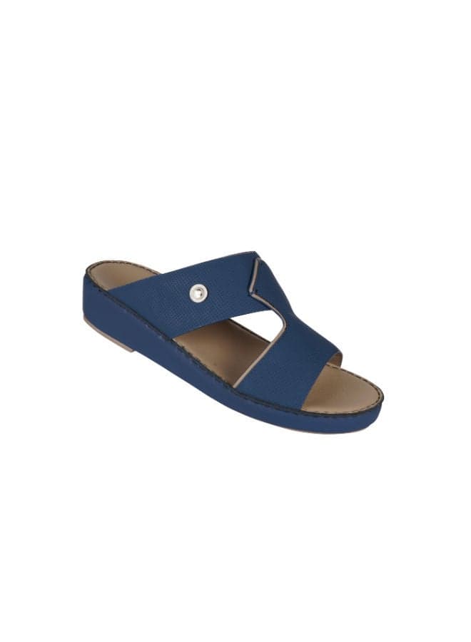 Barjeel Uno Navy BSP1-51 Elegant Arabian Leather Sandals - Image 1