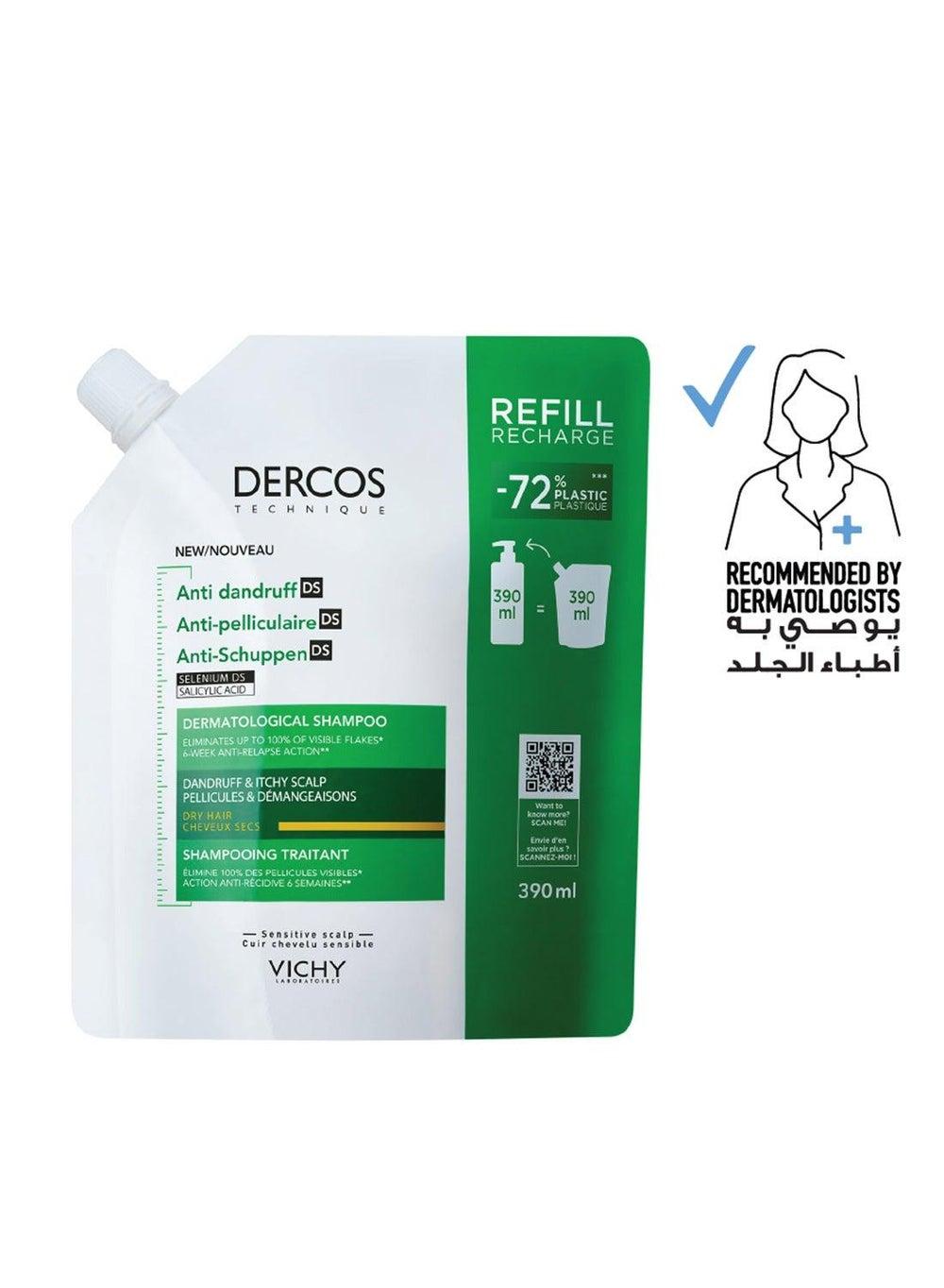 Vichy Dercos Anti-Dandruff Refill for Dry Hair 390ml - Image 1