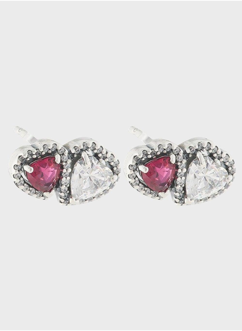 PANDORA Hearts Sterling Elegance: Silver Stud Earrings - Image 1