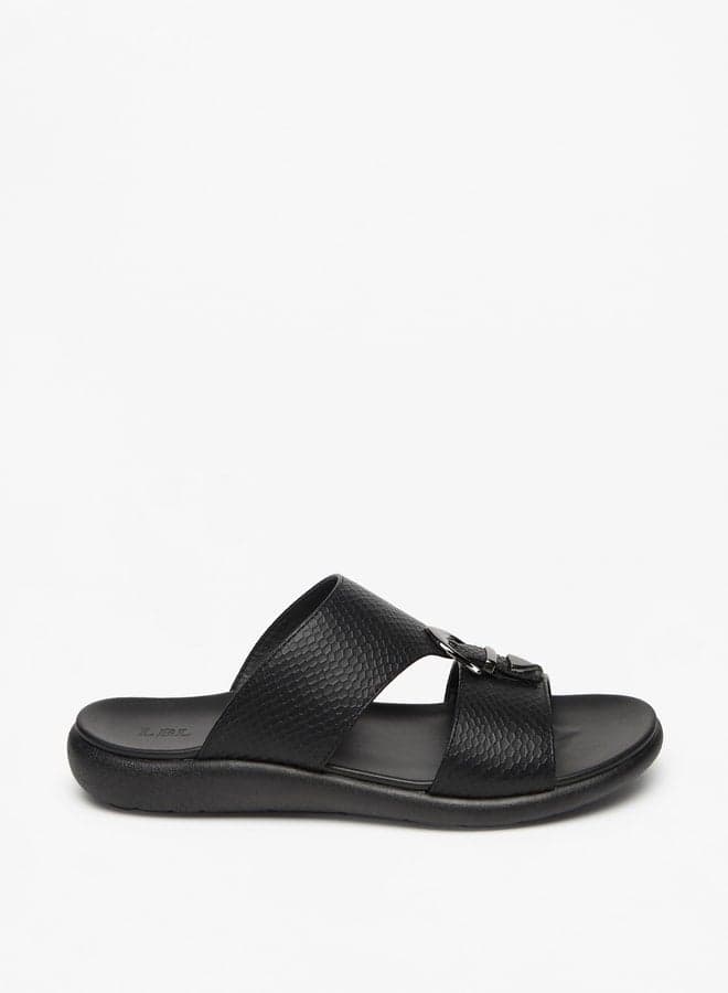 Fdm22 A3Dblack Elegant Men's Arabian Textured Sandal - Image 1