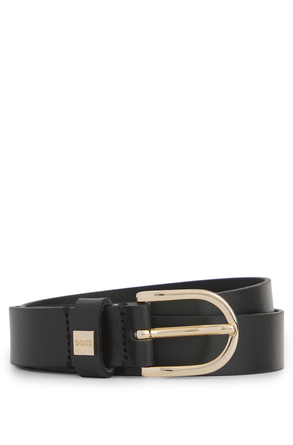 BOSS Gold-Tone Buckle Italian Leather Women's Belt - Image 1