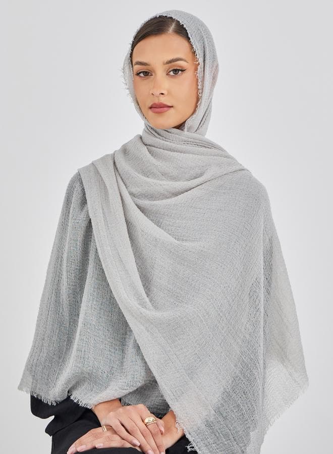 Styli Grey Crinkled Elegance Scarf for Women - Image 1