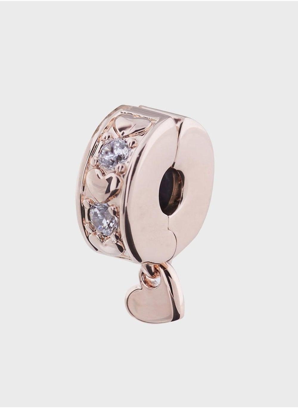PANDORA Rose Gold Heart Zirconia Clip Charm for Women - Image 1