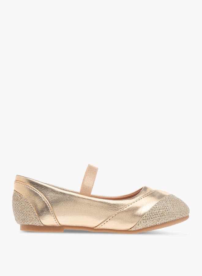 Elegant Bs138 240204Gold Textured Ballerina Shoes for Girls - Image 1