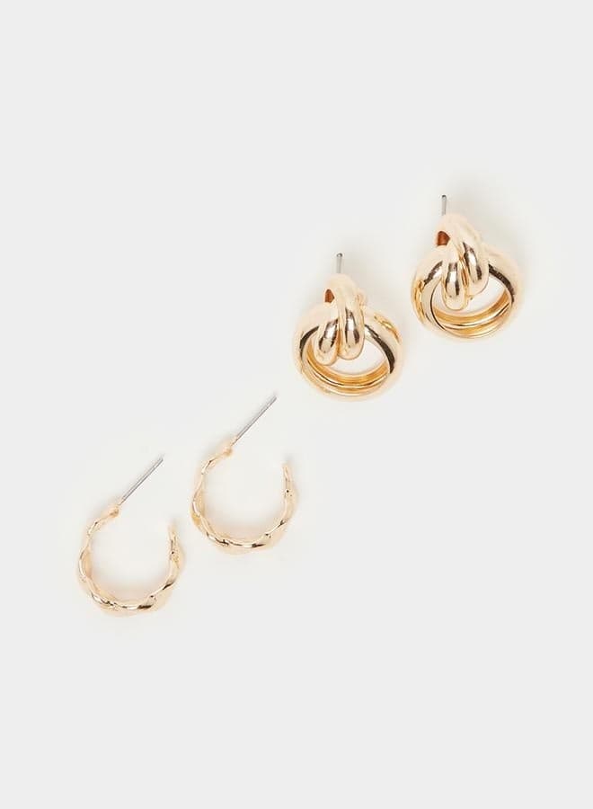 Styli Textured Earrings Duo - Elegance for Every Occasion - Image 1