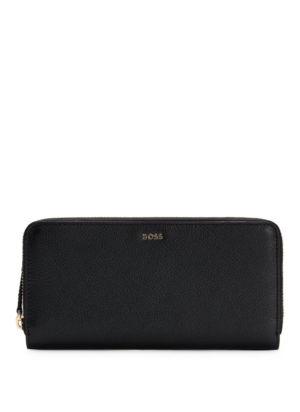 BOSS Women's Pebbled Leather Ziparound Wallet with Logo - Image 1