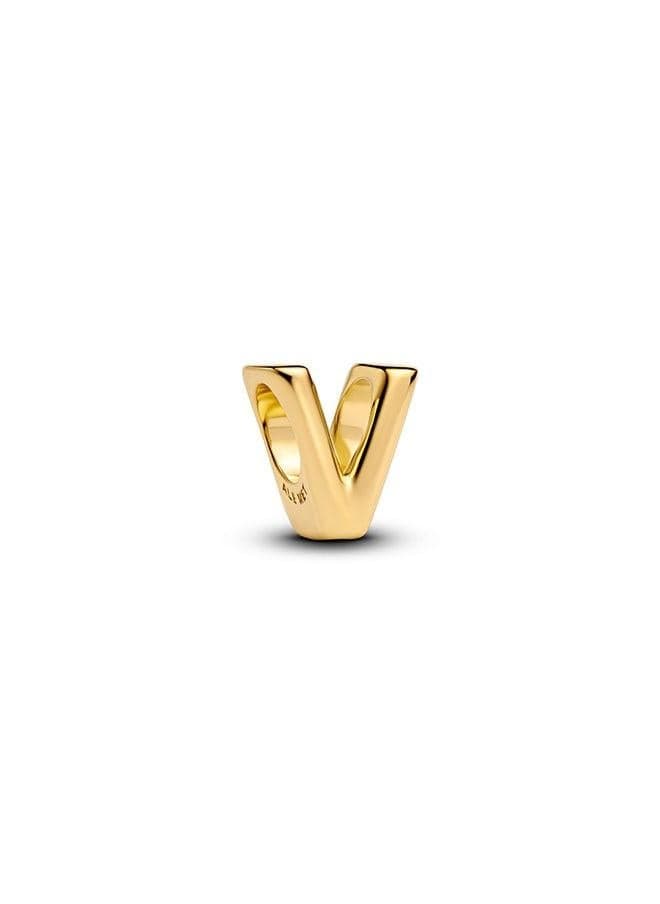 PANDORA Letter V Gold-Plated Alphabet Charm - Image 1