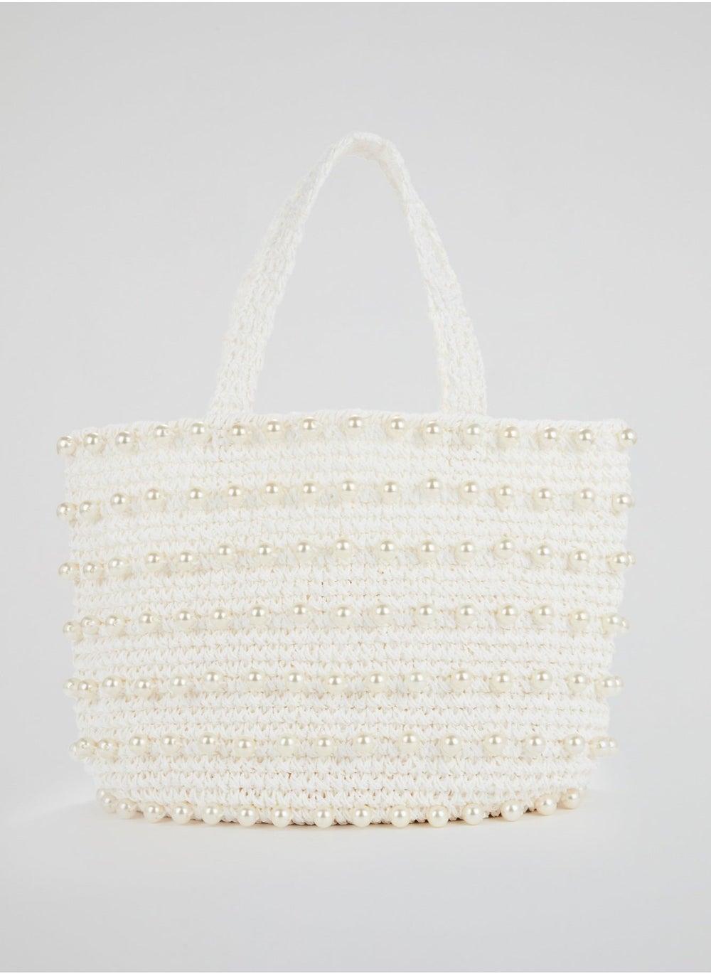 0711 Tbilisi White Malibu Pearl Elegance Women's Beach Bag - Image 1