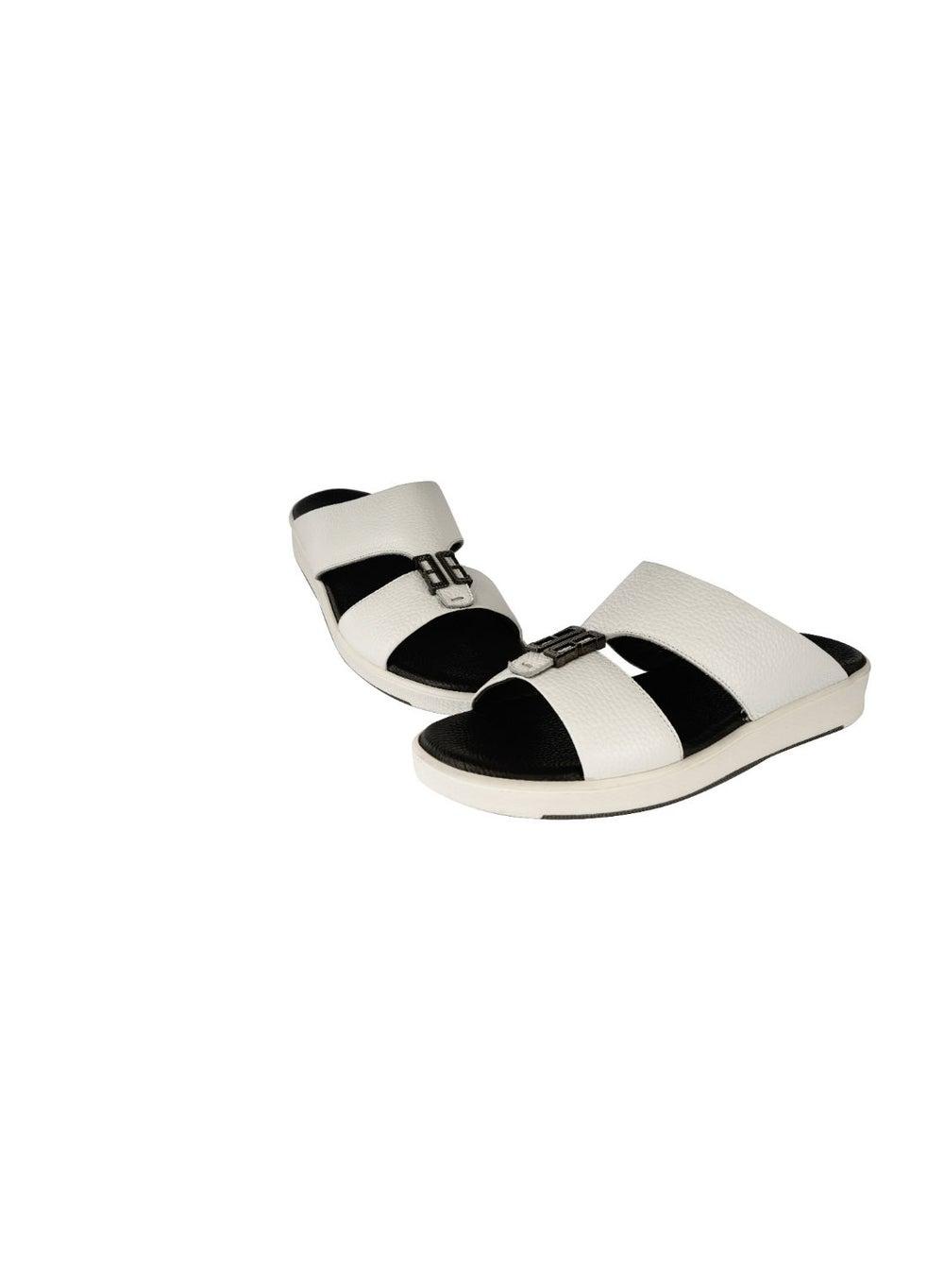Barjeel Uno SP1-012: Exquisite White Arabian Sandals for Men - Image 1