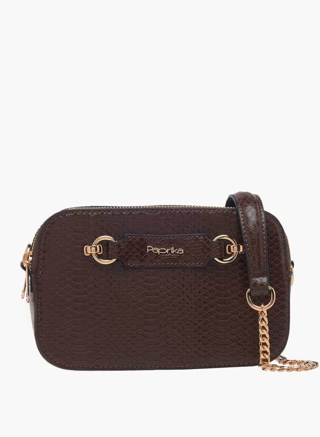 Paprika Textured Crossbody Elegance with Chain Strap for Women - Image 1