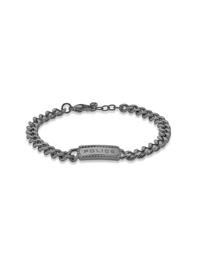 POLICE 19.5 Taper GreyMetal Sleek and Studded Bracelet - Image 1