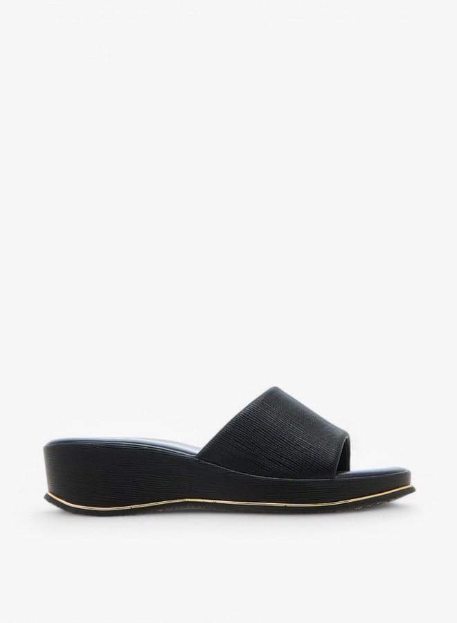 Elevated Comfort: Fb062405006Black Textured Wedge Sandals - Image 1