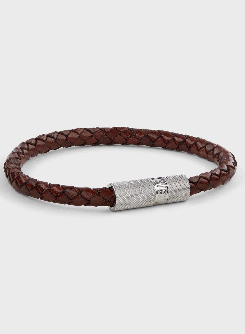 GUESS Casual Leather Screw Jack Men's Round Bracelet - Image 1