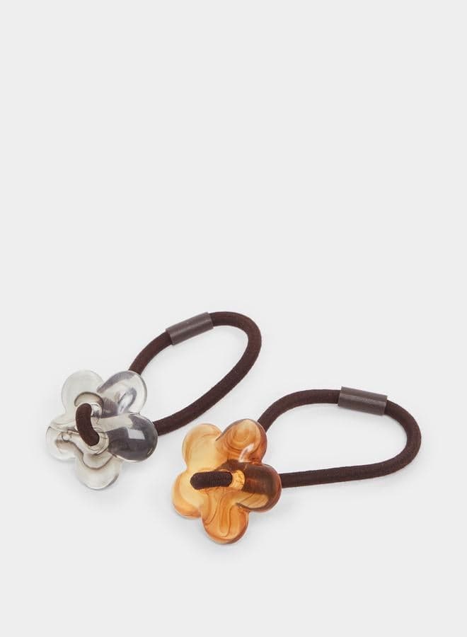 Styli Floral Duo Pack - Elegant Multicolor Hair Ties - Image 1