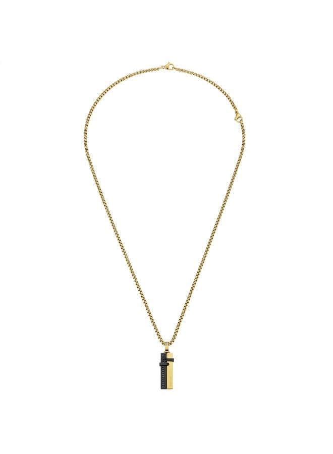 Ducati Corse Orgoglio Men's Gold Cable Necklace with Black Zircons - Image 1