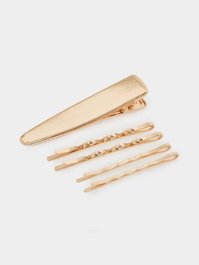 Styli Chic Gold Hair Clips Set of 5 - Elegantly Simple - Image 1
