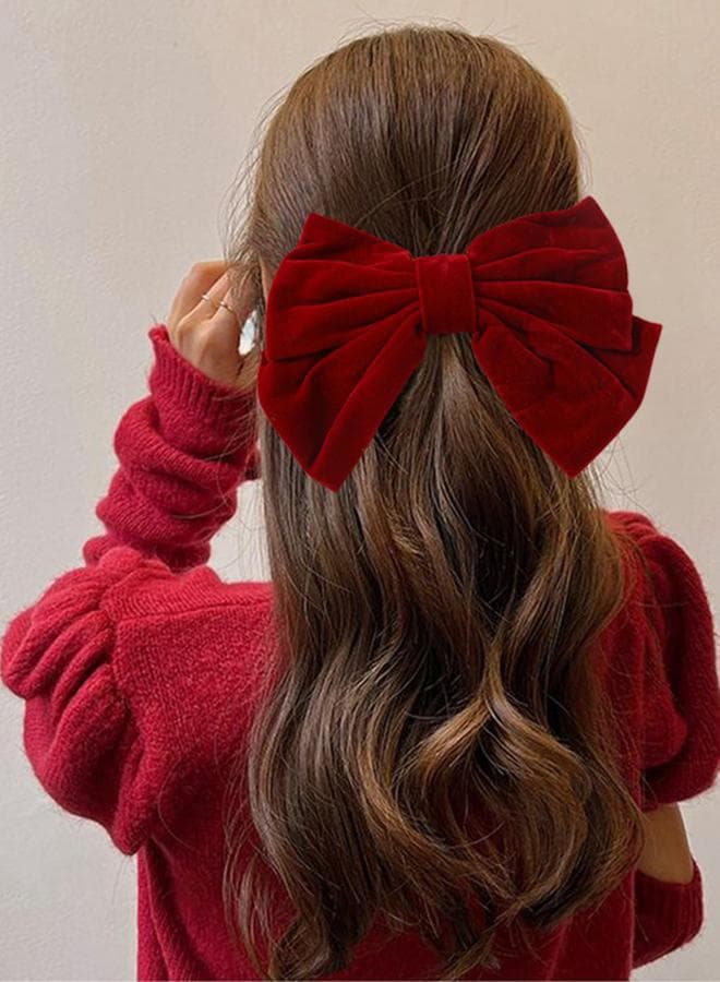 Elegant Burgundy Velvet Bow Hair Clip - Image 1