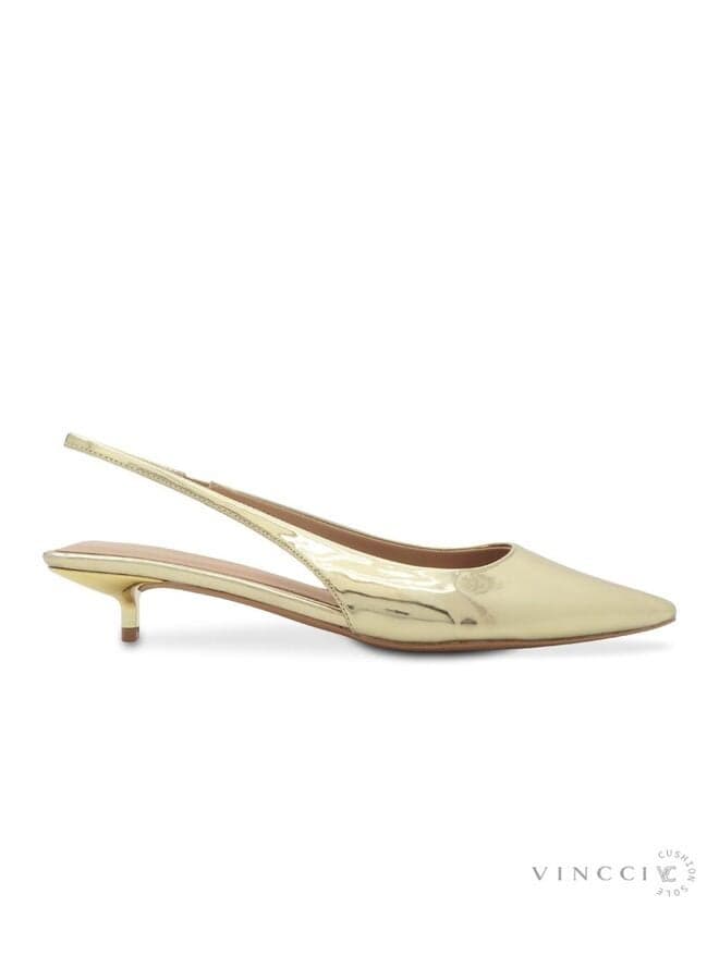 Elegant Vi20413858 Golden Pointed Toe Ankle Strap Pumps - Image 1