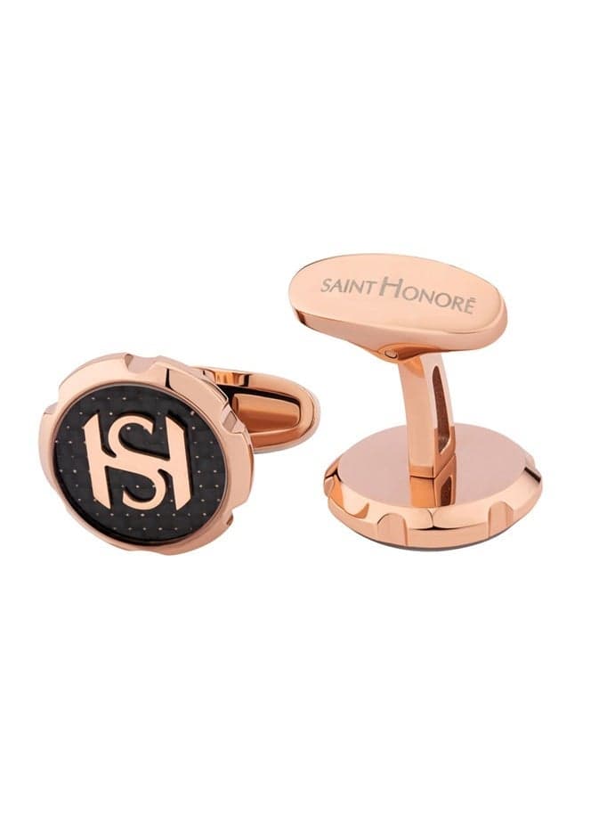 Saint Honore Paris Rose Gold & Black Men's Cufflink - Image 1