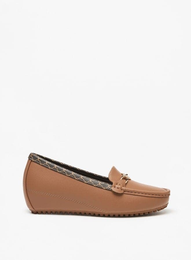 Elegant Lc23829 5Brown Wedge Heel Loafers for Women - Image 1