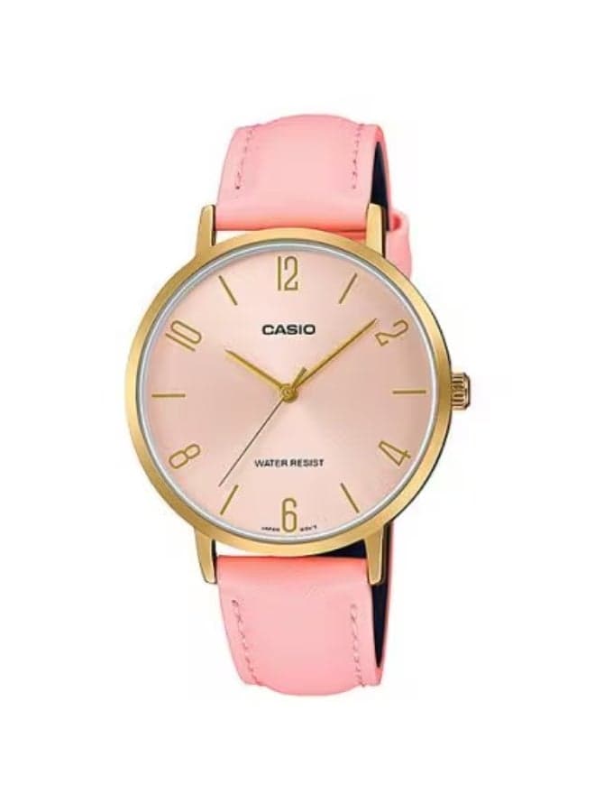 CASIO Elegance LTP-VT01GL-4BUDF Women's 34mm Leather Watch - Image 1