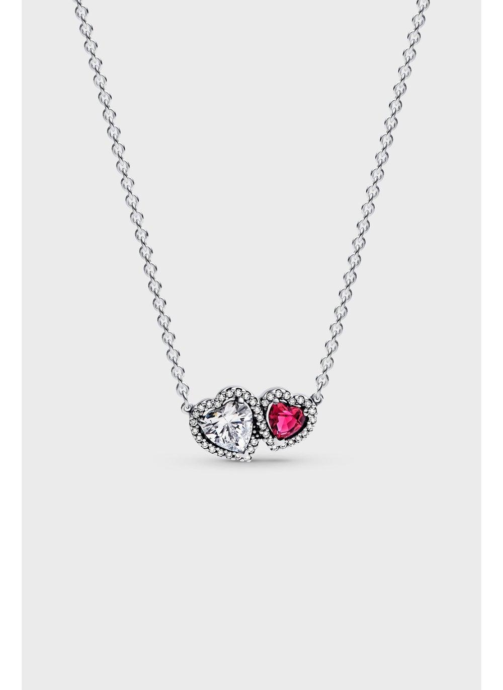 PANDORA Halo Hearts Sterling Silver Elegance Necklace - Image 1