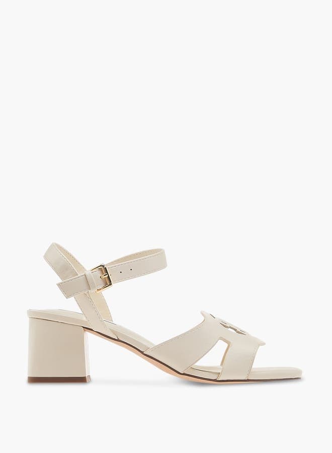 Elegant J02310 019Cream Block Heels with Logo Detail - Image 1